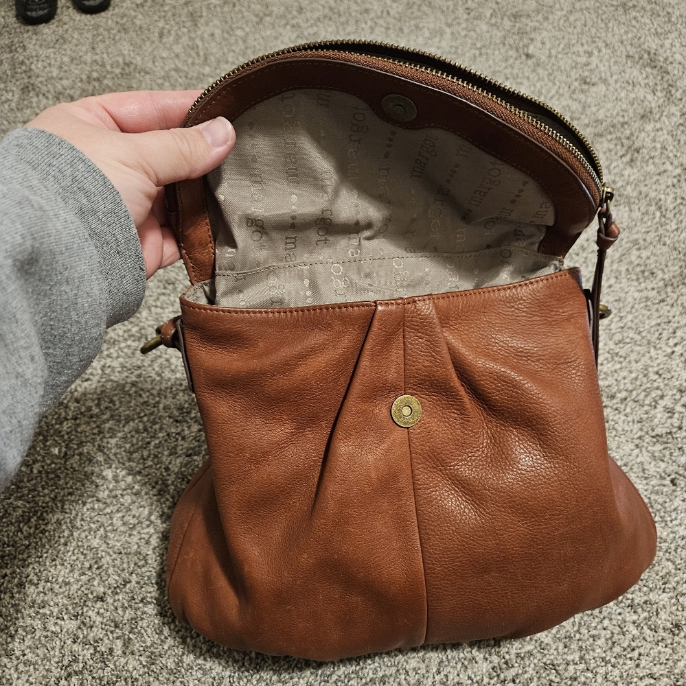 Margot Brown Leather Purse. Hobo, Boho. Fold Over. Shoulder Bag Purse - Picture 8 of 15
